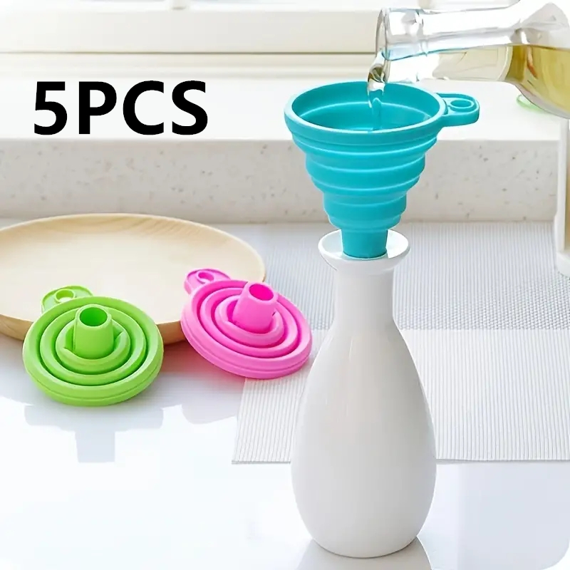 Kitchen Gadgets New - Silicone Folding Funnel Multifunctional Portable Mini