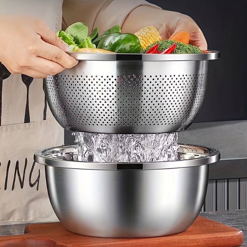 Kitchen Gadgets 2025 - 2pcs Stainless Steel Colander Set -