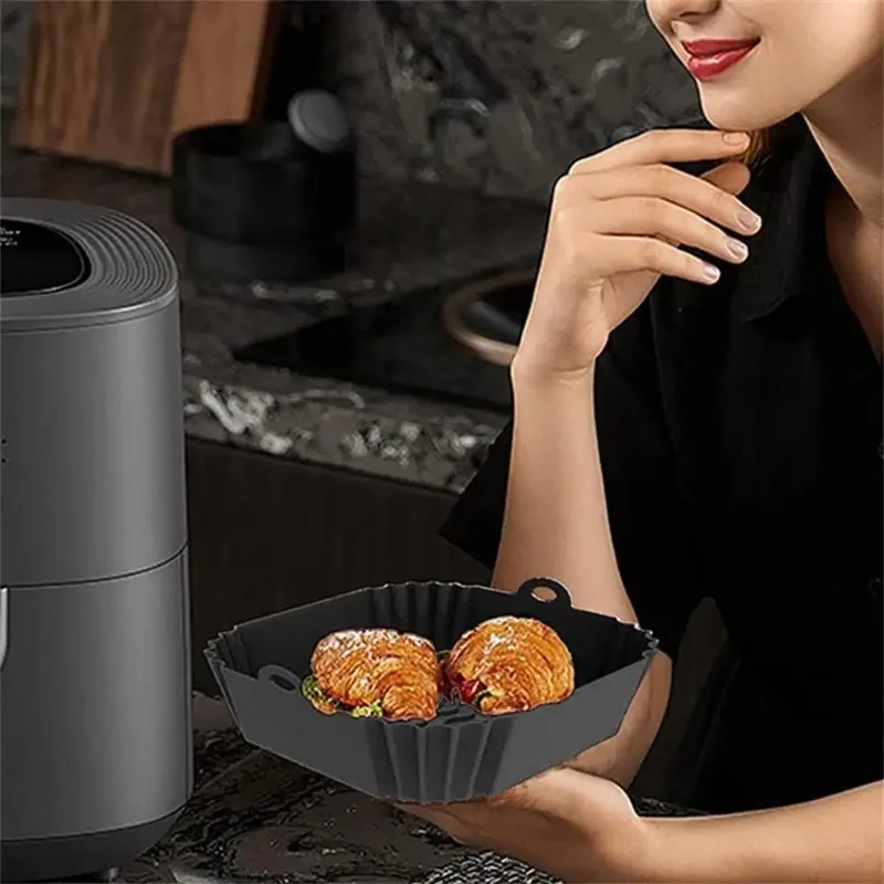 1pc silicone air fryer pot tra - مراجعة Kitchen Gadgets New وسعره