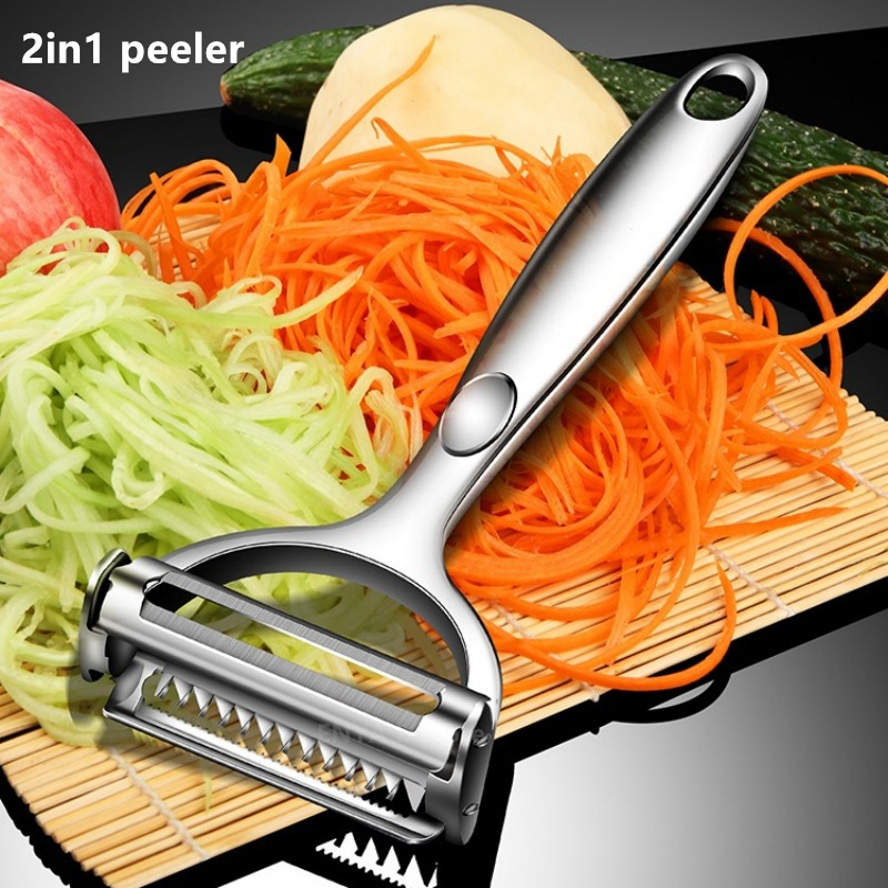 2in1 Stainless Steel Vegetable - مراجعة Household Kitchen Gadgets Vegetable Cutter Silk Cutter وسعره