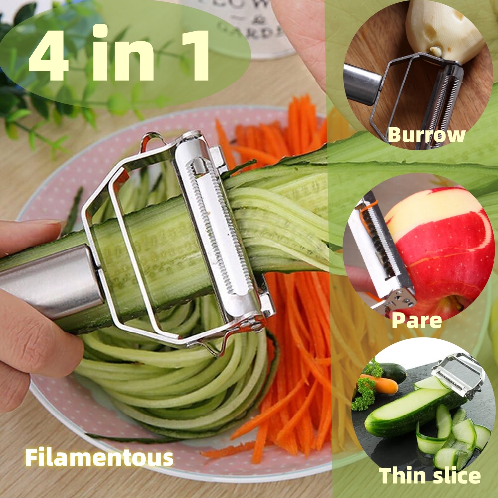4 in 1 Stainless Steel Multi-f - مراجعة Household Kitchen Gadgets Vegetable Cutter Silk Cutter وسعره