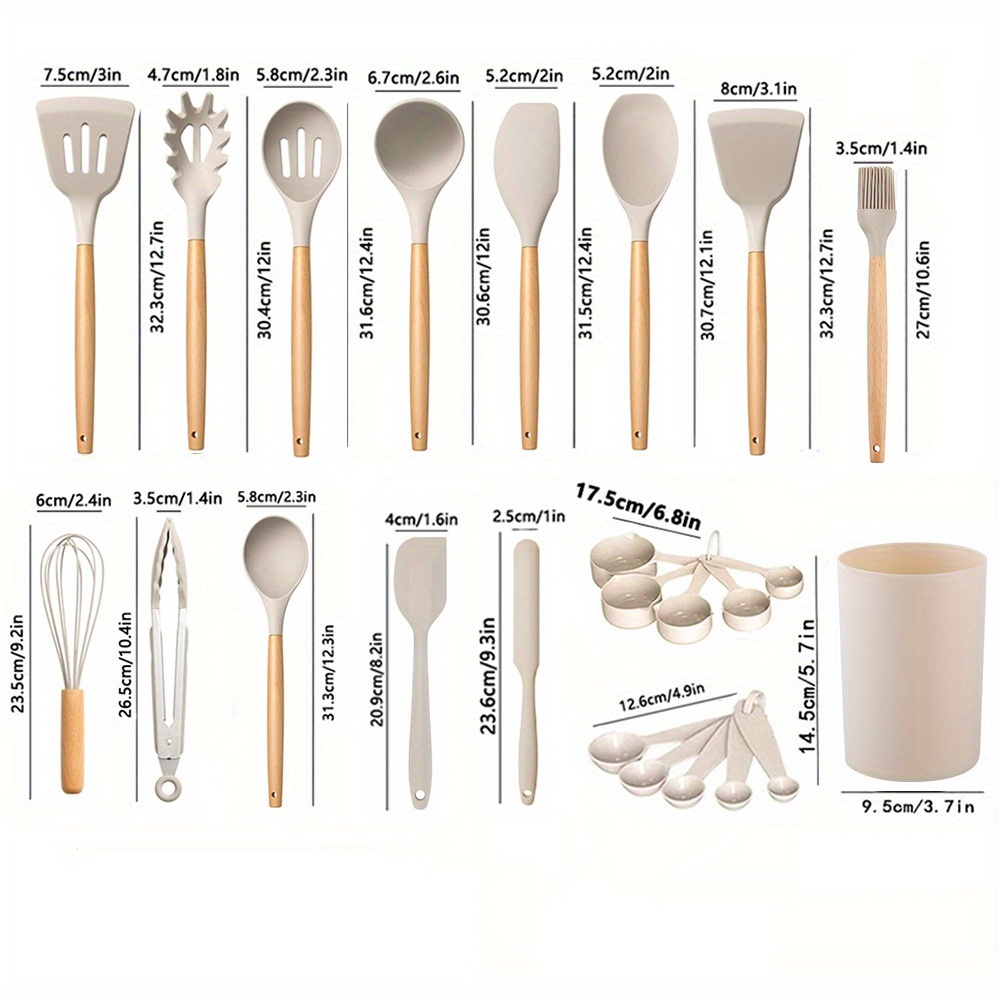 24pcs Silicone Utensil with Wo - مراجعة Kitchen Gadgets For Gifts وسعره
