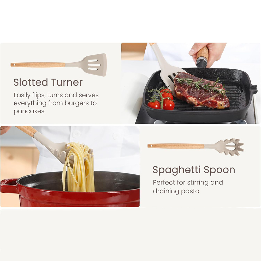 24pcs Silicone Utensil with Wo - مراجعة Kitchen Gadgets For Gifts وسعره