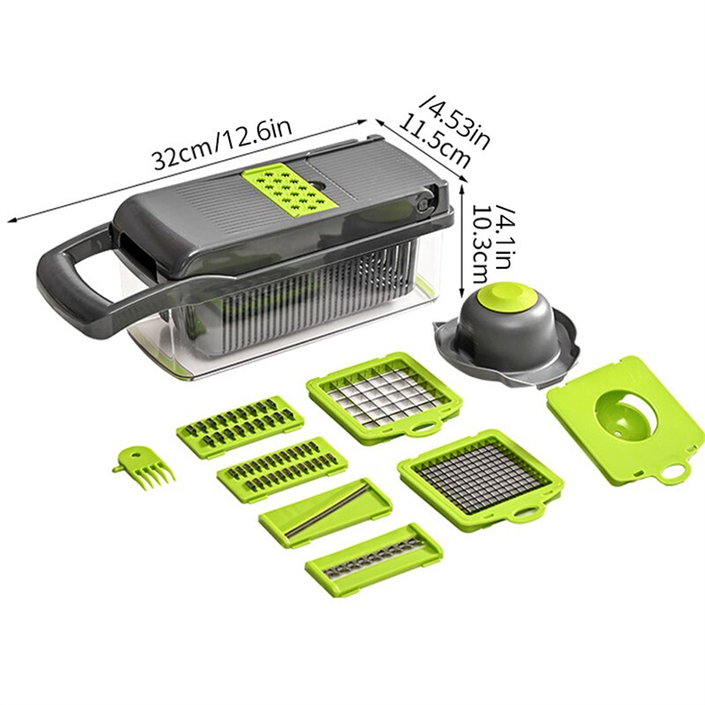 12/16pcs Vegetable Cutter Mult - مراجعة Household Kitchen Gadgets Vegetable Cutter Silk Cutter وسعره