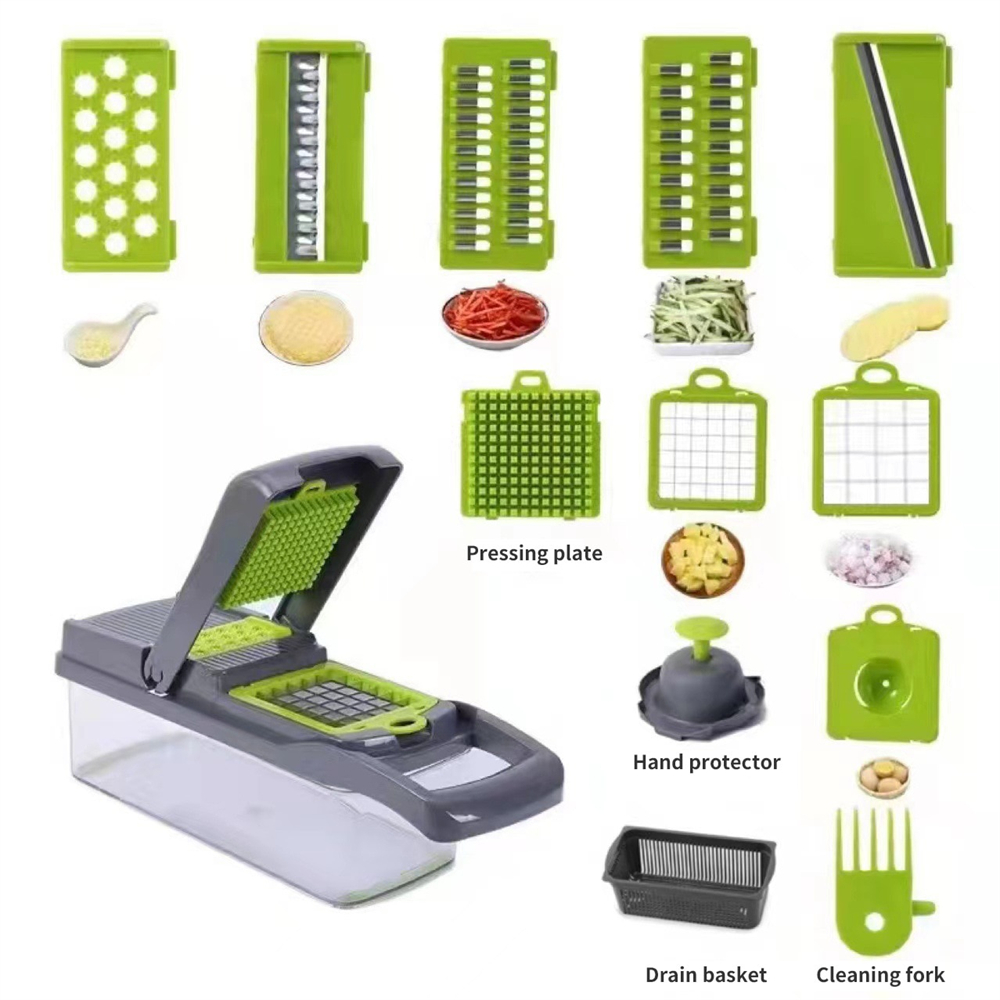 12/16pcs Vegetable Cutter Mult - مراجعة Household Kitchen Gadgets Vegetable Cutter Silk Cutter وسعره