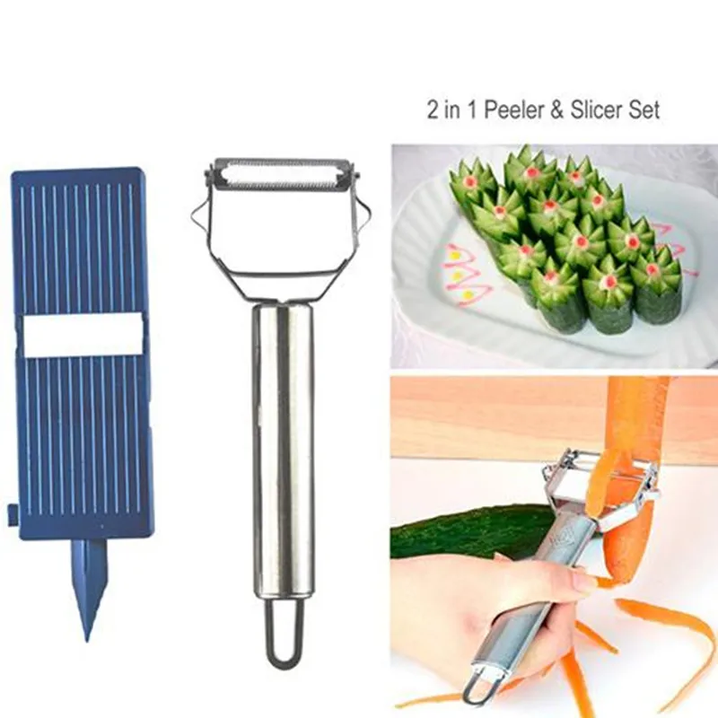 2 in 1 Peeler Slicer Set Kitch - مراجعة Household Kitchen Gadgets Vegetable Cutter Silk Cutter وسعره